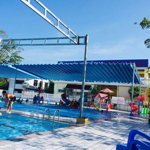 Mái Che Xếp Lượn Sóng Cho Hồ Bơi [Xanh Dương]